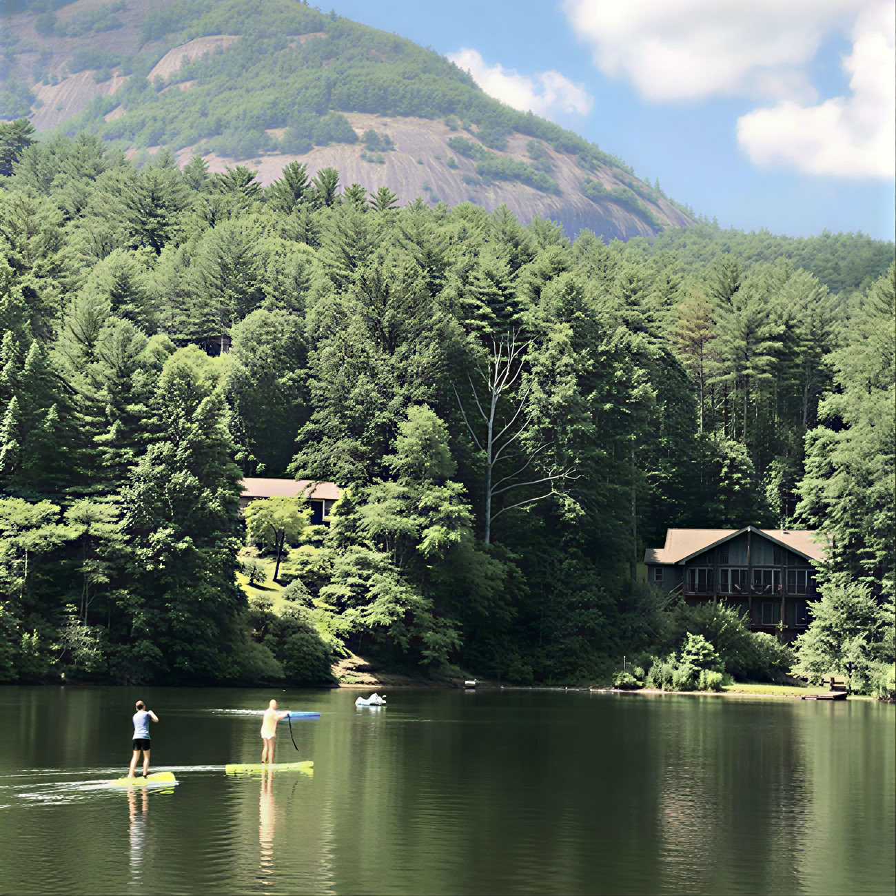 Paddle boarding a Holly Berry Lake in North Carolina