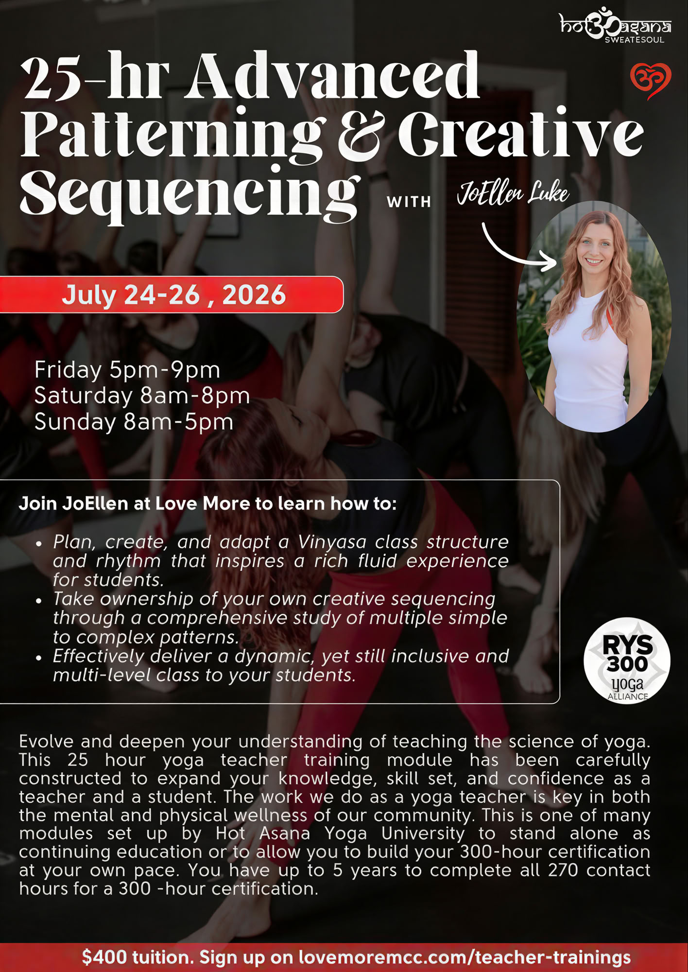 25 Ore | Patterning Avanzato & Sequenziamento Creativo | presso Love More Hot Yoga