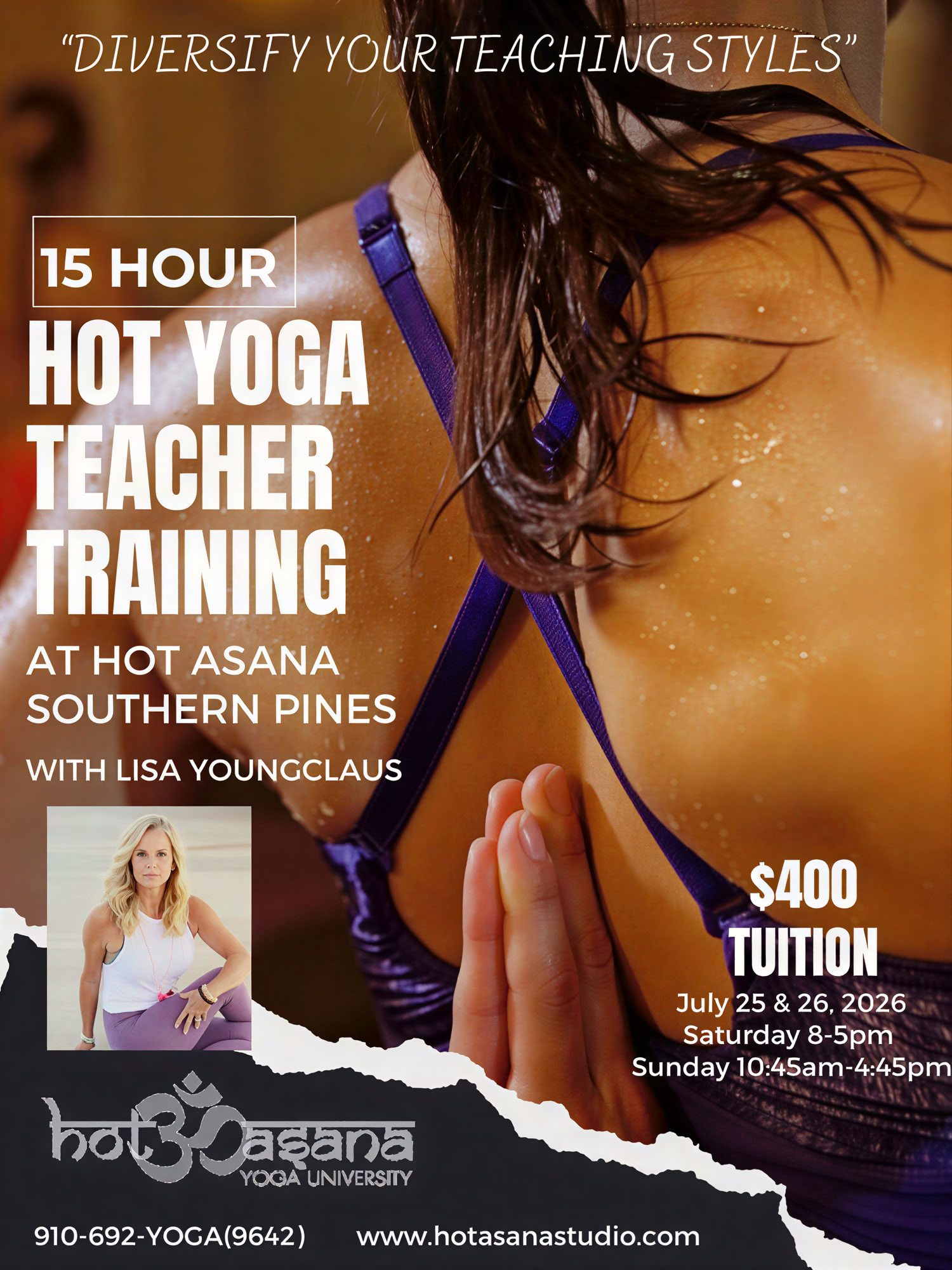 15 Ore | Formazione Insegnanti di Hot Yoga | Southern Pines