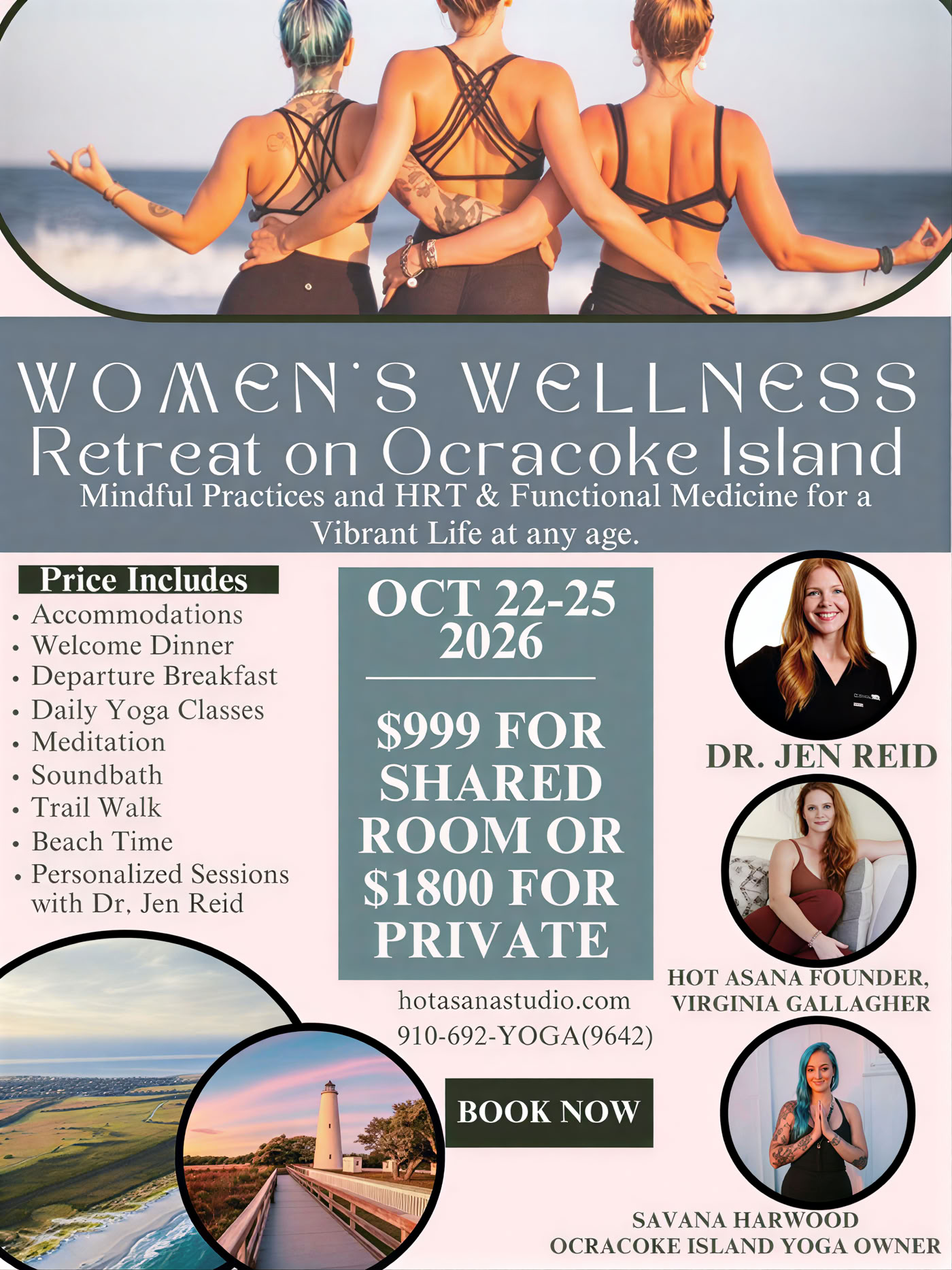 Ritiro per donne sull’isola di Ocracoke con la Dott.ssa Jen Reid, Virginia Gallagher e Savana Harwood