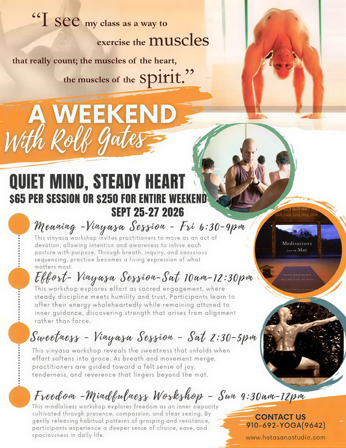 Quiet Mind, Steady Heart - Un weekend di Vinyasa e workshop di meditazione con Rolf Gates
