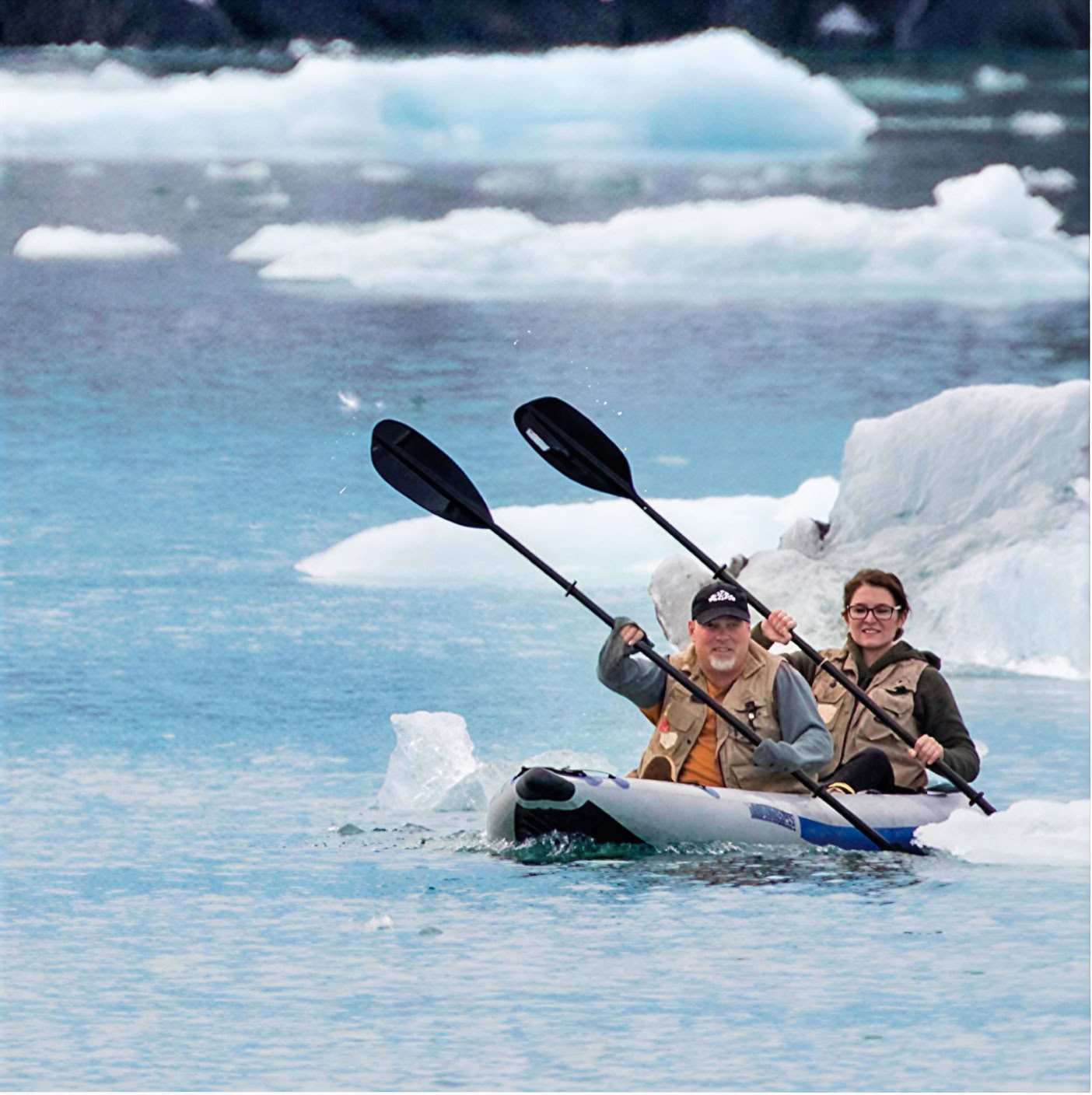Kayak sul lago glaciale